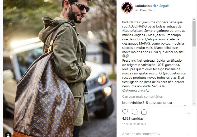 Kadu Dantas usa bolsa Louis Vuitton