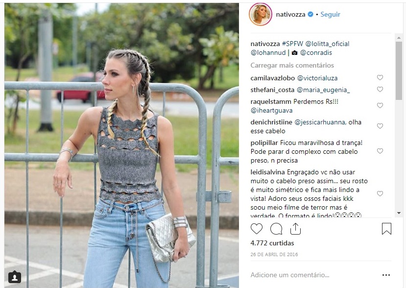 Nati Vozza usa bolsa Chanel comprada no Etiqueta Única.