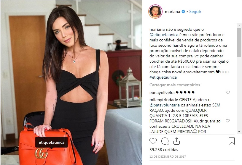 Mariana Sampaio usa bolsa Gucci