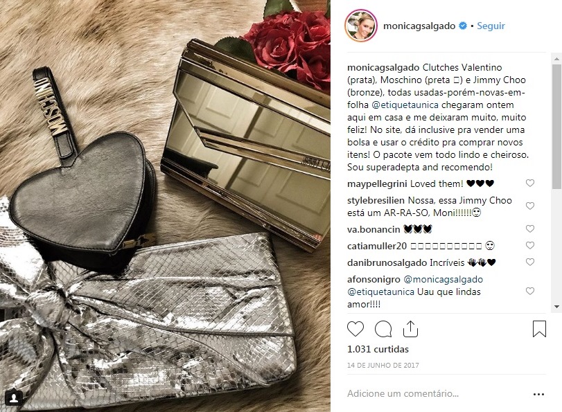 Mônica Salgado mostra suas bolsas de grife compradas do Etiqueta Única.
