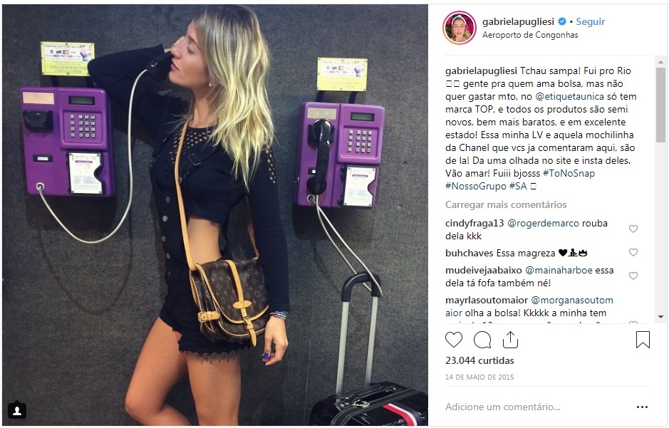 Gabriela Pugliesi usa bolsa Louis Vuitton comprada no Etiqueta Única.
