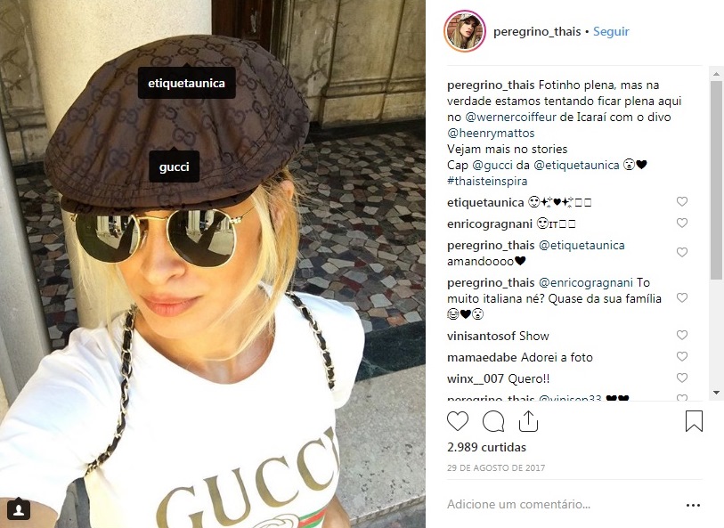 Thais Peregrino usa boina Gucci comprada no Etiqueta Única.