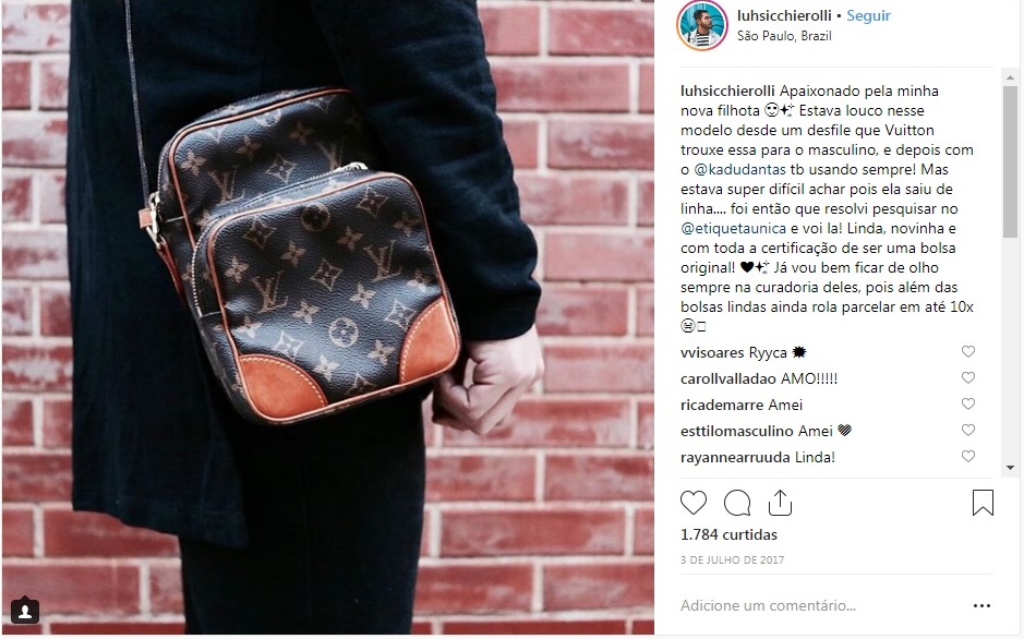 Luh Scchierolli usa bolsa comprada Louis Vuitton no Etiqueta Única.