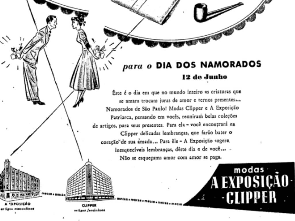 Campanha Publicitaria criada por João Dória para o primeiro dia dos namorados no Brasil em 1948.