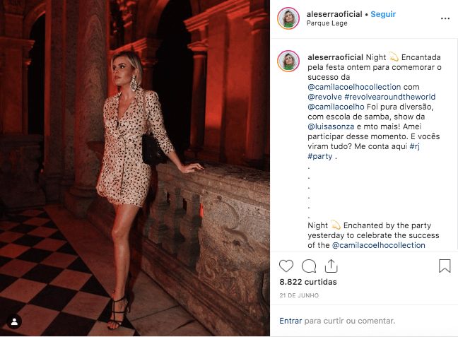 Ale Serra usa bolsa Valentino Glam Lock do Etiqueta Única em festa.