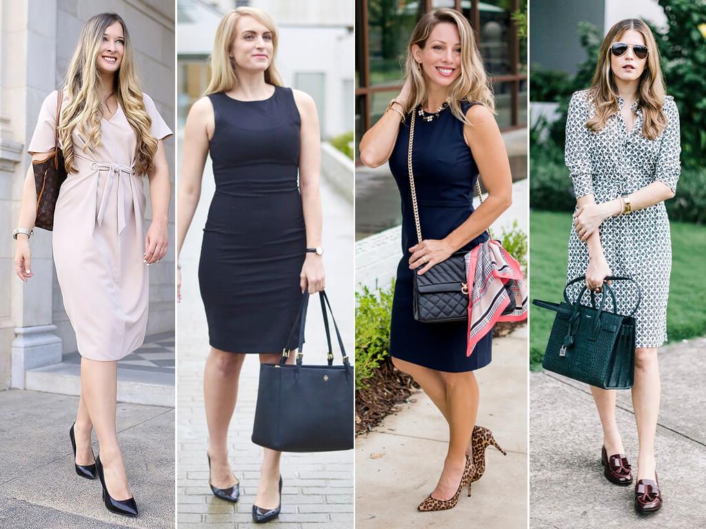 O vestido é feminino e elegante e uma ótima alternativa para as combinações clássicas do ambiente de trabalho.