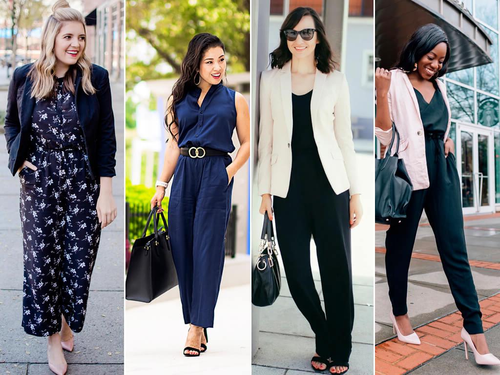 O macacão dá um toque diferenciado no look de trabalho, além de ser muito feminino e elegante.