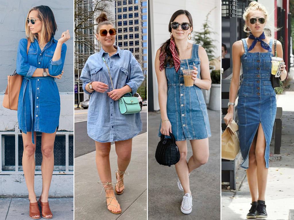 O vestido jeans é uma peça jovial, moderna e descontraída, perfeita para ocasiões informais.