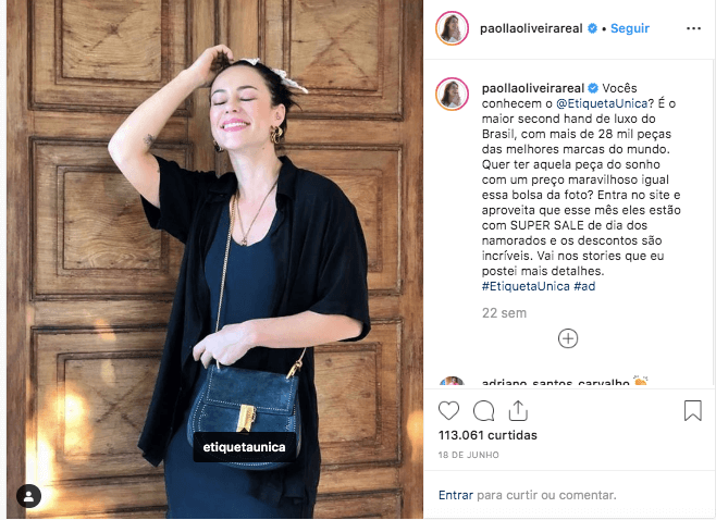 Paolla Oliveira usa bolsa Chloé Drew comprada no Etiqueta Única.
