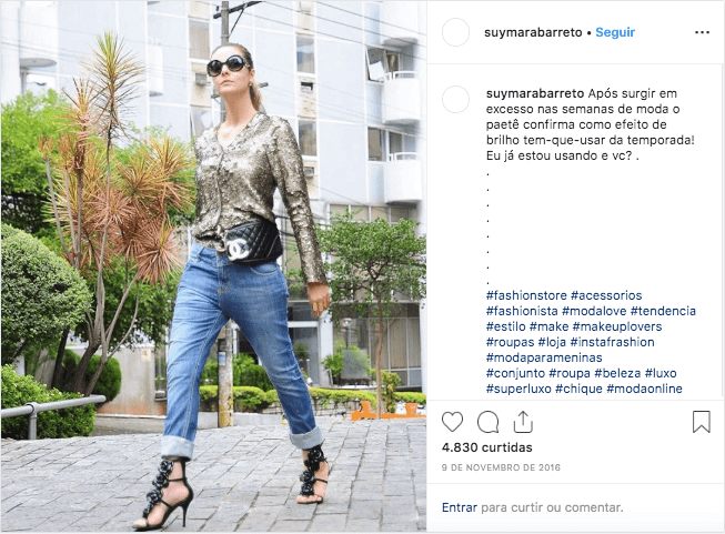 Suymara Barreto usa bolsa Chanel Cambon P&B