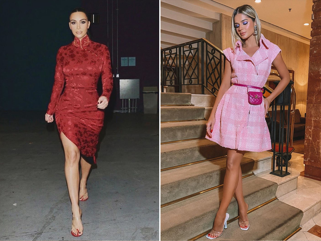 Foto 1: Reprodução/Instagram @kimkardashian; Foto 2: Reprodução/Instagram @thassianaves