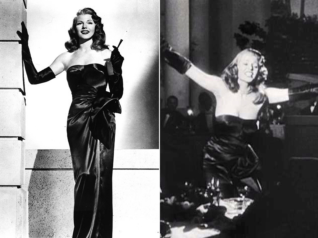 Rita Hayworth no icônico vestido preto no filme "Gilda".