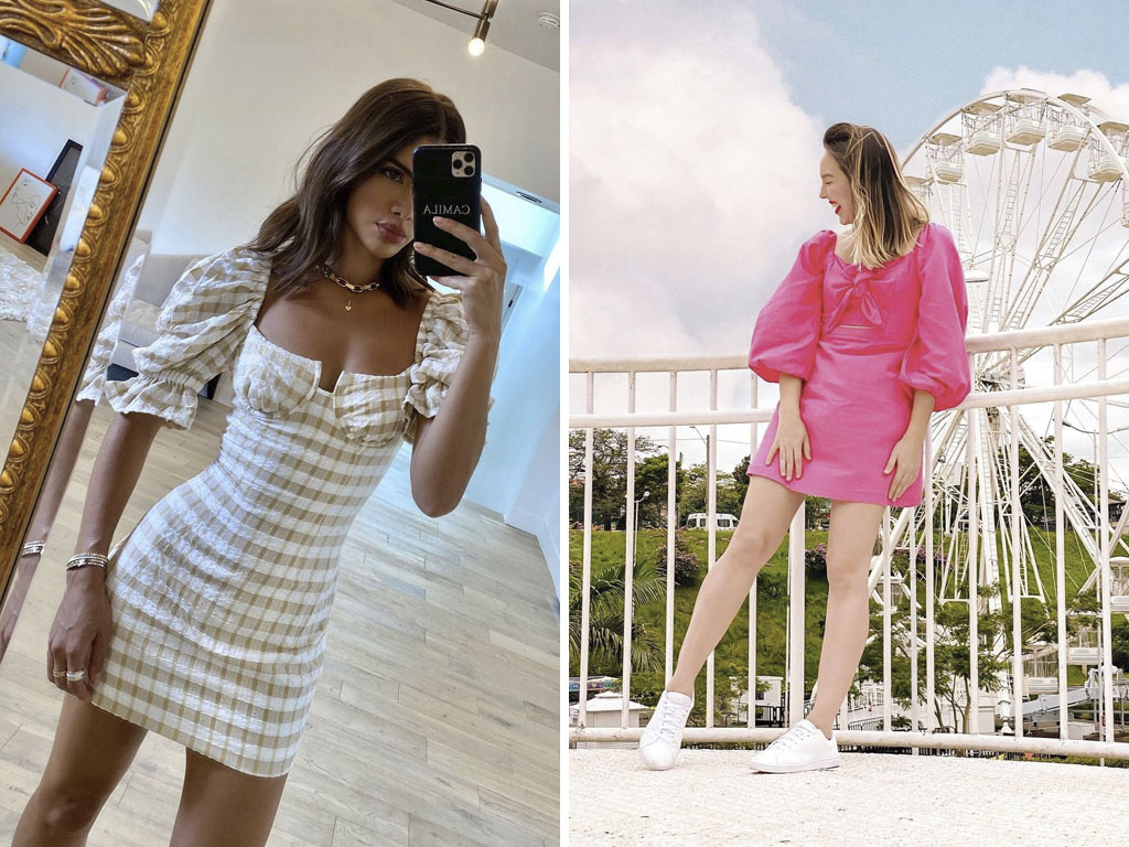 Foto 1: Reprodução/Instagram @camilacoelho; Foto 2: Reprodução/Instagram @natasharomasz. Clique na imagem e confira peças similares!